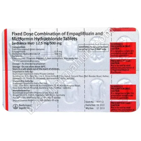 Jardiance Met 12.5Mg-500Mg Strip Jardiance Met 12.5mg/500mg | Pharma Services